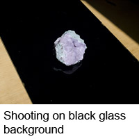 Cobaltocalcite on the black glass background